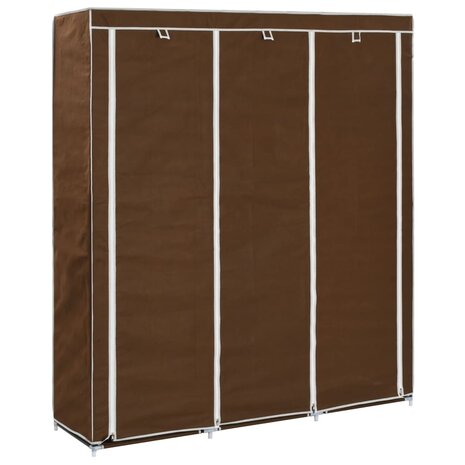 Kledingkast met vakken en stangen 150x45x175 cm stof bruin 1
