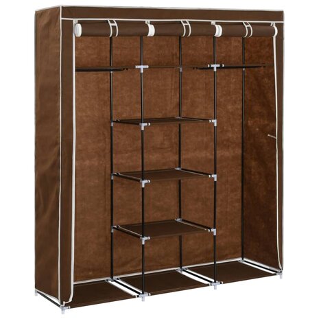Kledingkast met vakken en stangen 150x45x175 cm stof bruin 3