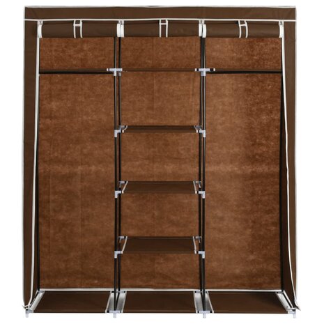 Kledingkast met vakken en stangen 150x45x175 cm stof bruin 4