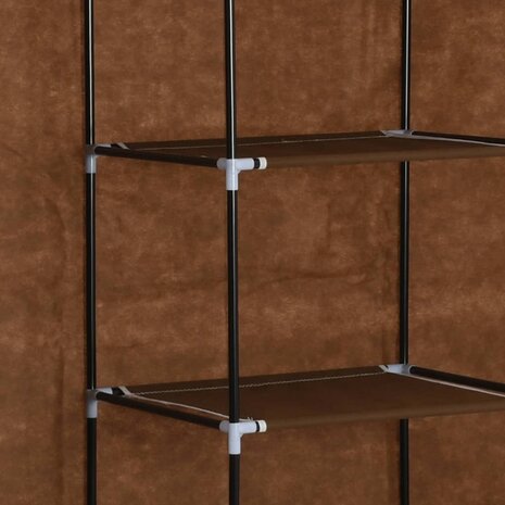 Kledingkast met vakken en stangen 150x45x175 cm stof bruin 6