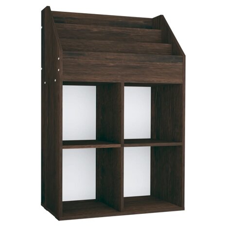 Kindertijdschriftenrek 71x30x114 cm bewerkt hout gerookt eiken 2