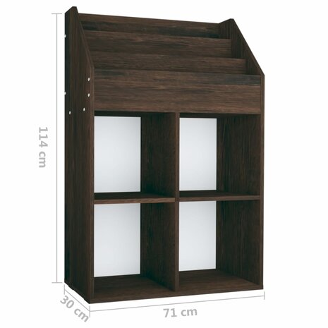 Kindertijdschriftenrek 71x30x114 cm bewerkt hout gerookt eiken 6