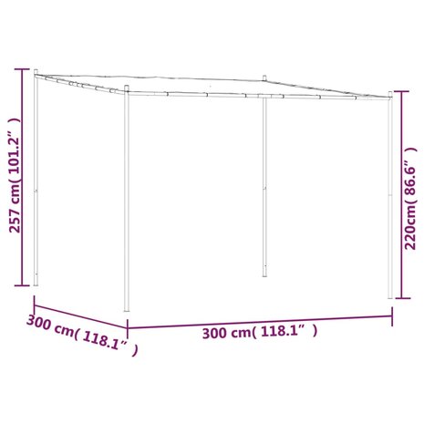 Prieel 3x3 m 180 g/m² stof en staal wit 8
