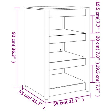 Keukenkast voor buiten 55x55x92 cm massief grenenhout wit 9