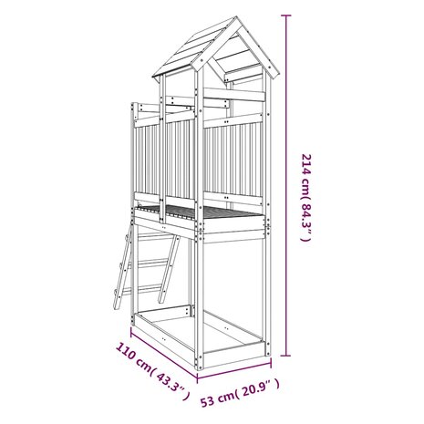 Speelhuis 53x110x214 cm massief grenenhout 9