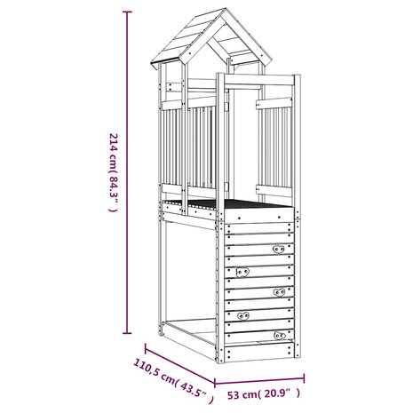 Speeltoren met rotswand 53x110x214 cm massief grenenhout 8