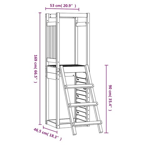 Speelhuis 53x46,5x169 cm massief grenenhout 8