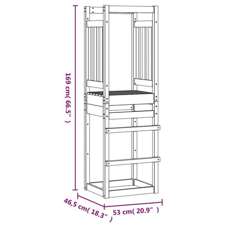 Speeltoren 53x46,5x169 cm massief grenenhout 8
