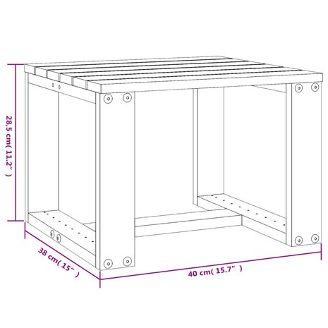 Tuinbijzettafel 40x38x28,5 cm massief grenenhout zwart 8