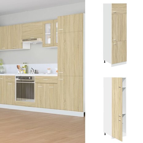 Koelkastkast 60x57x207 cm spaanplaat sonoma eikenkleurig 1