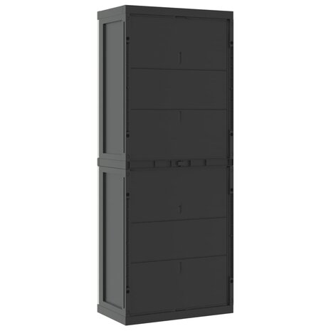 Tuinkast 65x37x165 cm polypropeen grijs en zwart 6