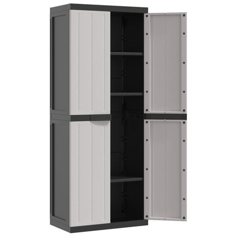 Tuinkast 65x37x165 cm polypropeen grijs en zwart 9