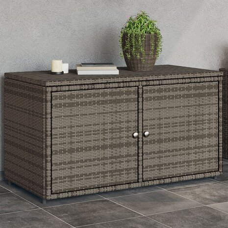 Tuinkast 110x55x60,5 cm poly rattan grijs 1