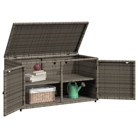 Tuinkast 110x55x60,5 cm poly rattan grijs 4
