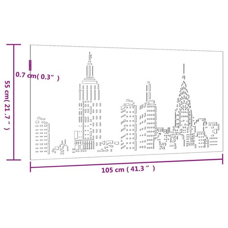 Wanddecoratie tuin skyline-ontwerp 105x55 cm cortenstaal 8