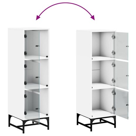 Hoge kast met glazen deuren 35x37x120 cm wit 9