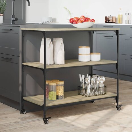 Keukentrolley 102x50x95 cm bewerkt hout sonoma eikenkleurig 4