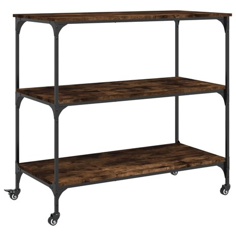 Keukentrolley 102x50x95 cm bewerkt hout gerookt eikenkleurig 2