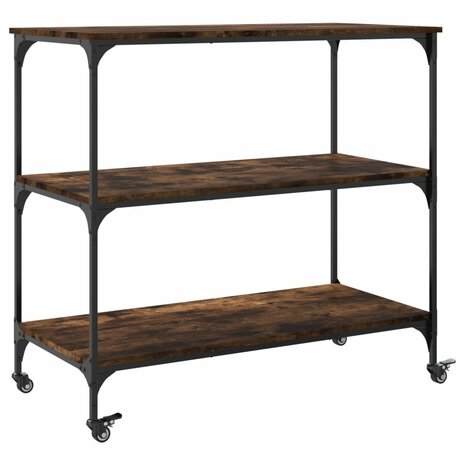 Keukentrolley 102x50x95 cm bewerkt hout gerookt eikenkleurig 9