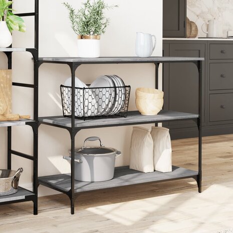 Keukentrolley 102x50x95 cm bewerkt hout grijs sonoma eiken 3