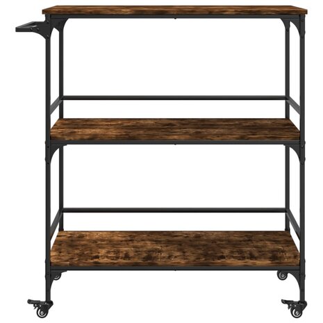 Keukentrolley 100,5x50x105 cm bewerkt hout gerookt eikenkleurig 7