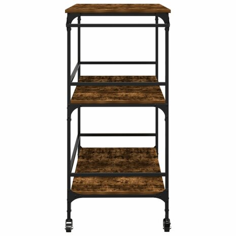 Keukentrolley 100,5x50x105 cm bewerkt hout gerookt eikenkleurig 8