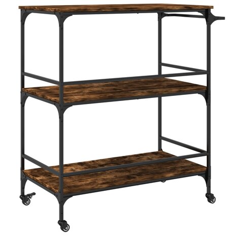 Keukentrolley 100,5x50x105 cm bewerkt hout gerookt eikenkleurig 9