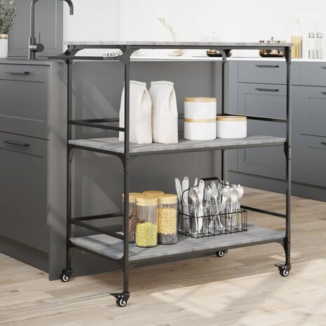 Keukentrolley 100,5x50x105 cm grijs sonoma eikenkleur 4