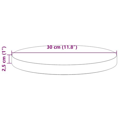Tafelblad rond Ø30x2,5 cm massief grenenhout wasbruin 7