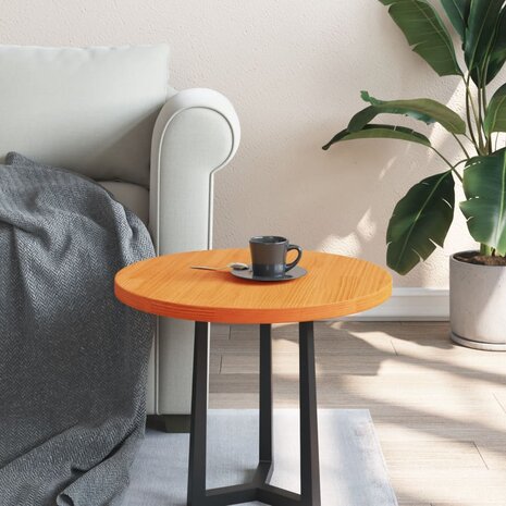 Tafelblad rond Ø50x2,5 cm massief grenenhout wasbruin 3