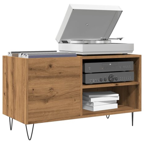 Platenkast 84,5x38x48 cm bewerkt hout artisanaal eikenkleur 1
