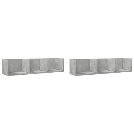 Wandkasten 2 st 75x18x16,5 cm bewerkt hout betongrijs 2
