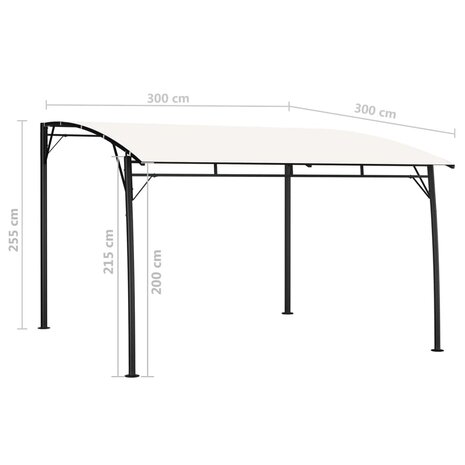 Zonneluifel 3x3x2,55 m crèmekleurig 6