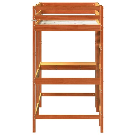 Hoogslaper met bureau massief grenenhout wasbruin 100x200 cm 5