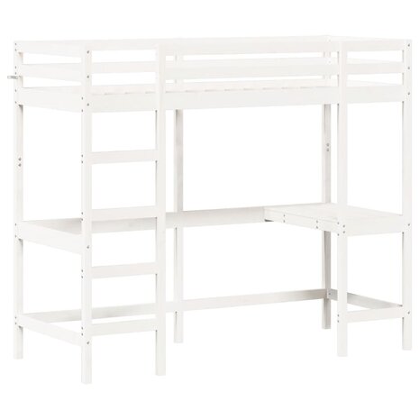 Hoogslaper met bureau massief grenenhout wit 75x190 cm 3