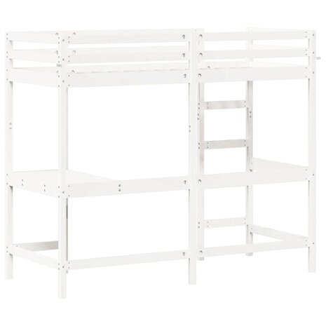 Hoogslaper met bureau massief grenenhout wit 75x190 cm 6