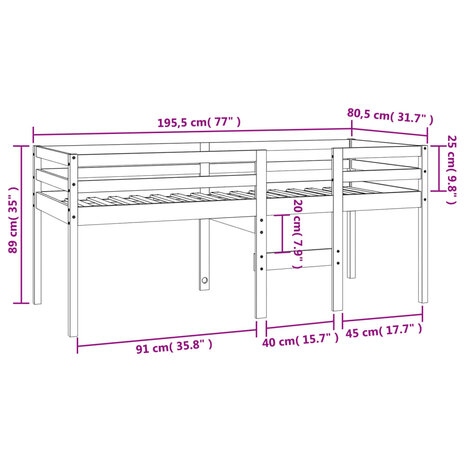 Hoogslaper massief grenenhout wasbruin 75x190 cm 9