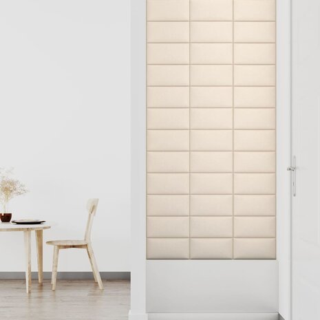 Wandpanelen 12 st 0,54 m² 30x15 cm fluweel crèmekleurig 7