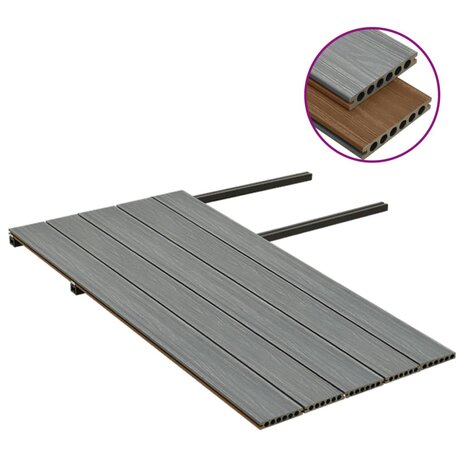 Terrasplanken met accessoires 10 m² 2,2 m HKC bruin en grijs 3