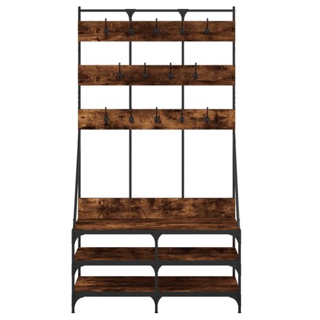 Kledingrek met schoenenrek 100x40x184 cm gerookt eikenkleurig 4