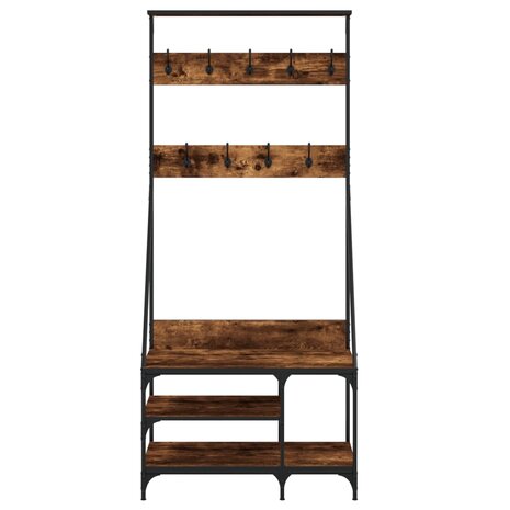Kledingrek met schoenenrek 80x40x184 cm gerookt eikenkleurig 4