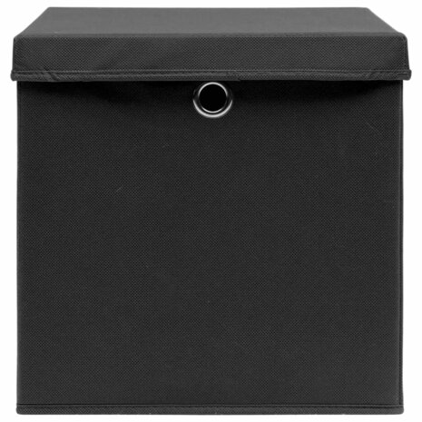 Opbergboxen met deksel 4 st 32x32x32 cm stof zwart 3