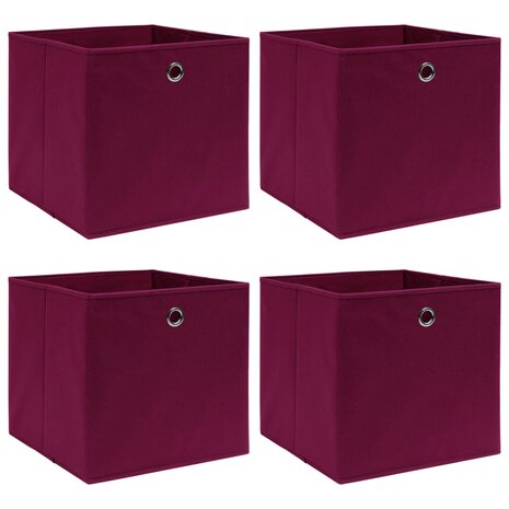 Opbergboxen 4 st 32x32x32 cm stof donkerrood 1