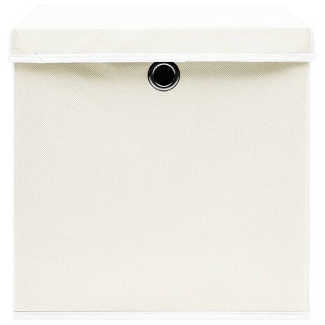 Opbergboxen met deksel 4 st 32x32x32 cm stof wit 4