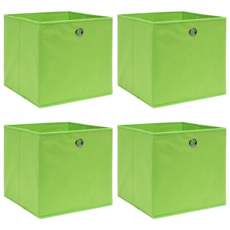 Opbergboxen 4 st 32x32x32 cm stof groen 1