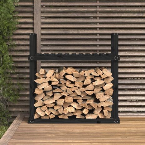 Haardhoutrek 110x35x108,5 cm massief grenenhout zwart 3