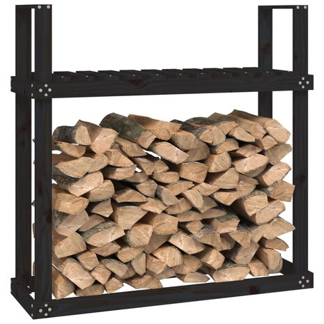 Haardhoutrek 110x35x108,5 cm massief grenenhout zwart 4