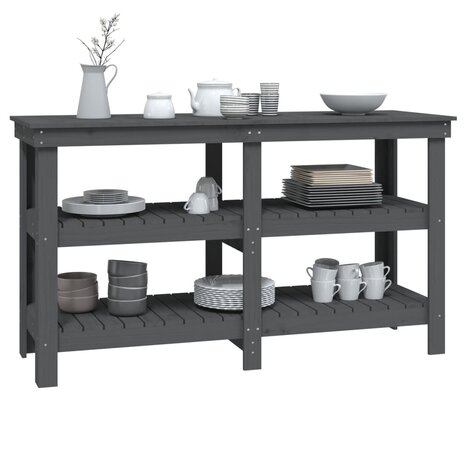Werkbank 142,5x50x80 cm massief grenenhout grijs 4