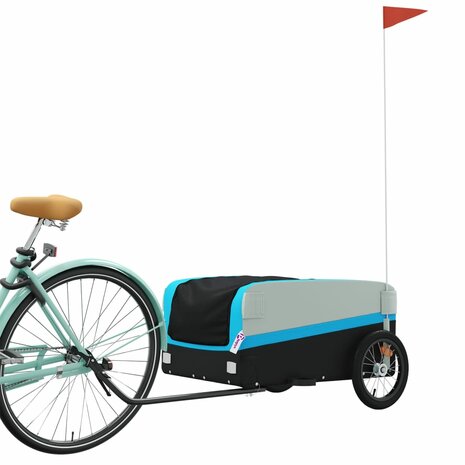 Fietstrailer 45 kg ijzer zwart en blauw 3