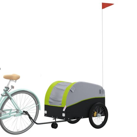 Fietstrailer 45 kg ijzer zwart en groen 3